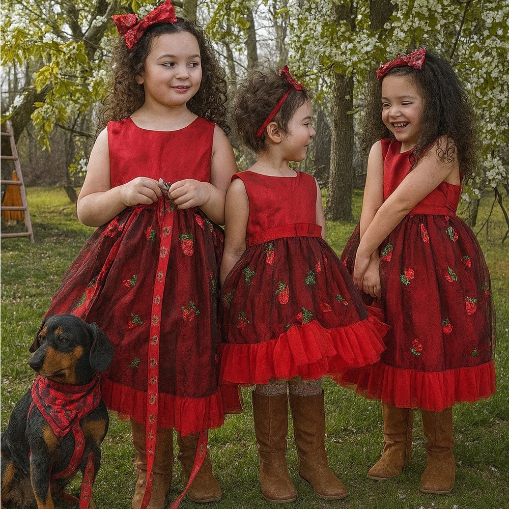 Red Strawberry girl red sparkle Dresses